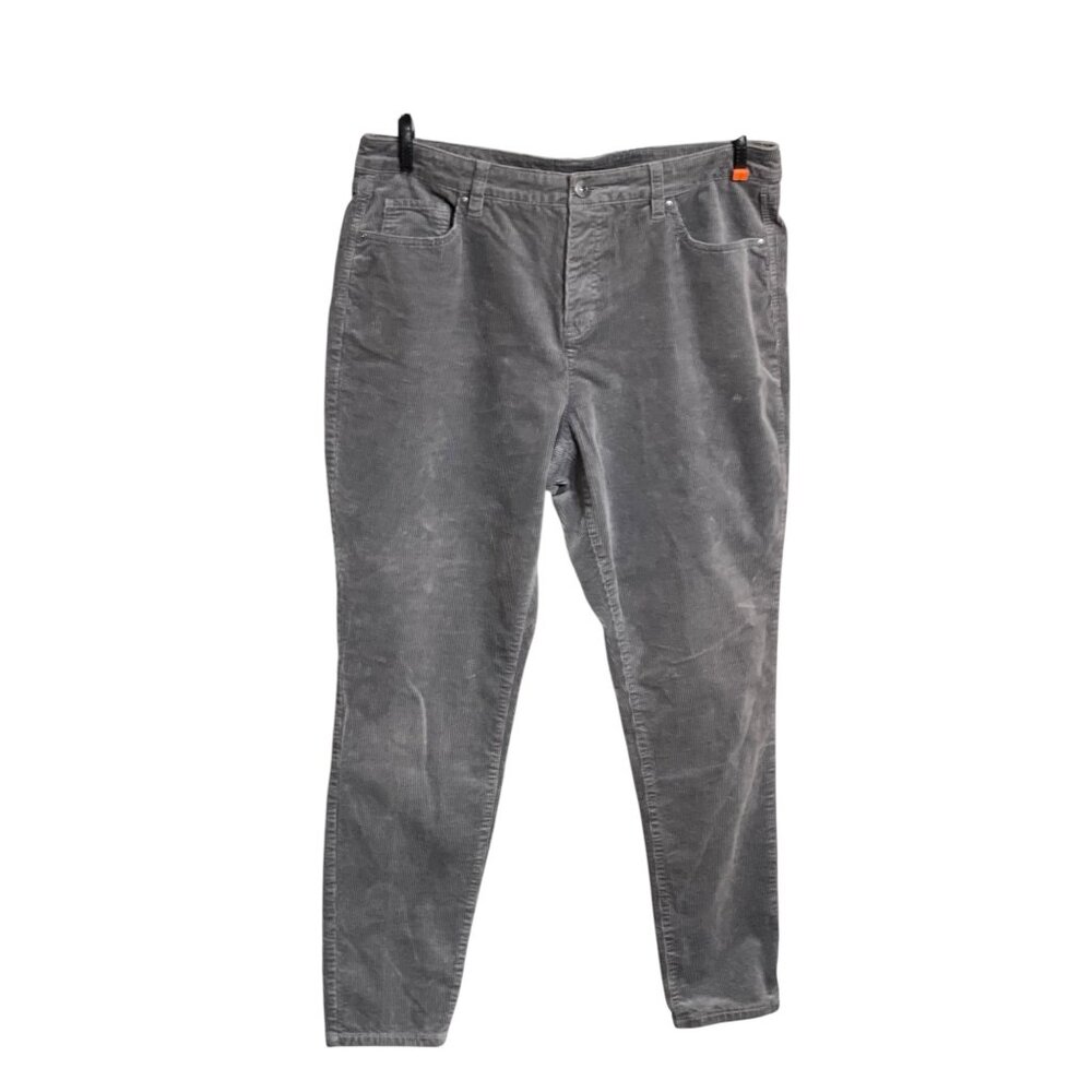 Style & Co Womens‎ Gray Corduroy Pants Size 14 Stretch Cotton Blend Slim Fit